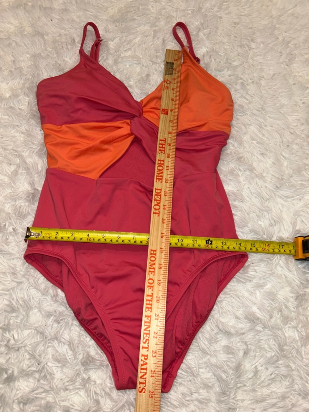 Time & Tru cut out one piece orange pink swimsuit size 12 14 large NWT - Picture 6 of 8